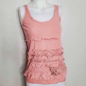 J. Crew || Pink Ruffled Tank Top XS